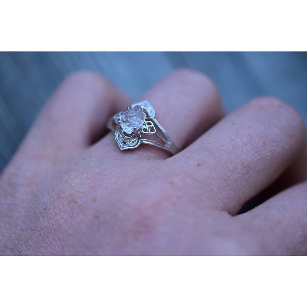 Art Deco Ring Raw Diamond Ring Rough Diamond Ring promise anniversary gi…